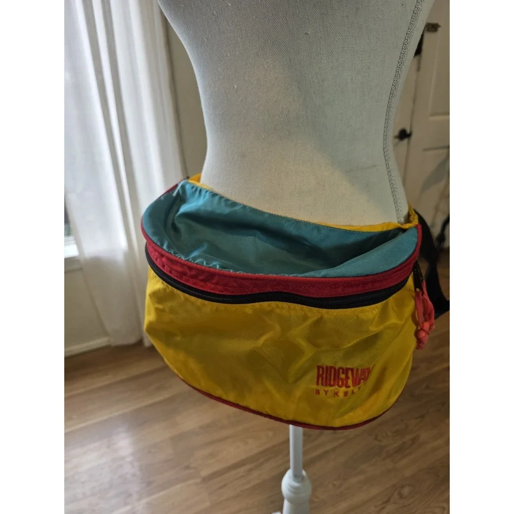Ridgeway By KELTY fanny Pack Lumbar Pack Vintage Yellow Blue Red Large Capacity